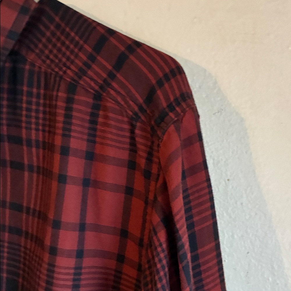 Levi's Men's Burgundy and Black Plaid Shirt - Picture 7 of 13
